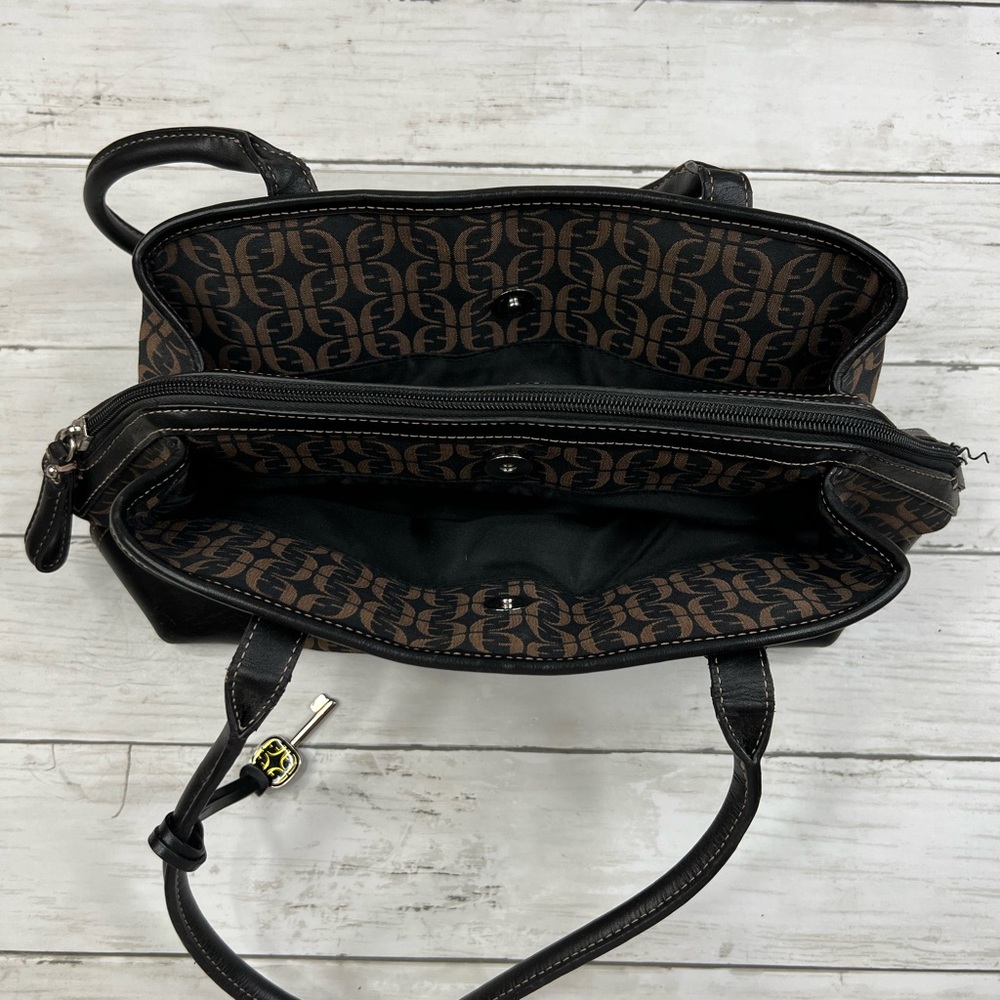 Fossil Signature Satchel Monogram Canvas Bag Purs… - image 3